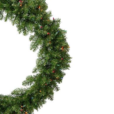 Northlight Pre-Lit Rockwood Pine Artificial Christmas Wreath with Multi-Color Lights
