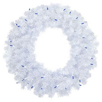 Northlight Pre-Lit Woodbury White Pine Artificial Christmas Wreath with Blue Lights