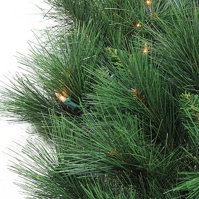Northlight Pre-Lit White Valley Pine Artificial Christmas Wreath with Pinecones with Clear Lights