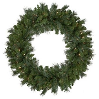 Northlight 36 in Mixed Beaver Pine Artificial Christmas Wreath with Clear Lights