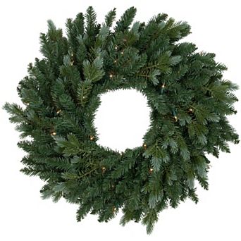 Northlight 48 in Pre-Lit Blue Spruce Artificial Christmas Wreath with Clear Lights