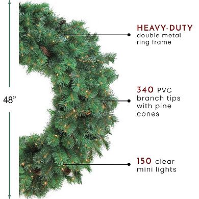 Northlight 48" Pre-Lit Royal Oregon Pine Artificial Christmas Wreath with Clear Lights