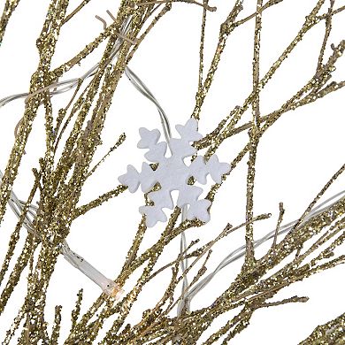 Northlight 28" Pre-lit Gold Glittered Artificial Twig Christmas Wreath with Warm White LED Lights