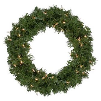 Northlight 18" Deluxe Windsor Pine Artificial Christmas Wreath with Clear Lights