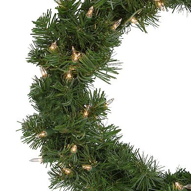 Northlight 18" Deluxe Windsor Pine Artificial Christmas Wreath with Clear Lights
