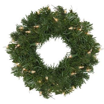 Northlight 12 in Pre-Lit Deluxe Windsor Pine Artificial Christmas Wreath with Clear Lights