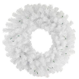 Northlight Pre-Lit Geneva White Spruce Artificial Christmas Wreath with Green Lights