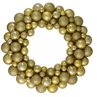 Northlight Vegas Gold 3-Finish Shatterproof Ball Christmas Wreath