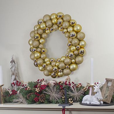 Northlight Vegas Gold 3-Finish Shatterproof Ball Christmas Wreath