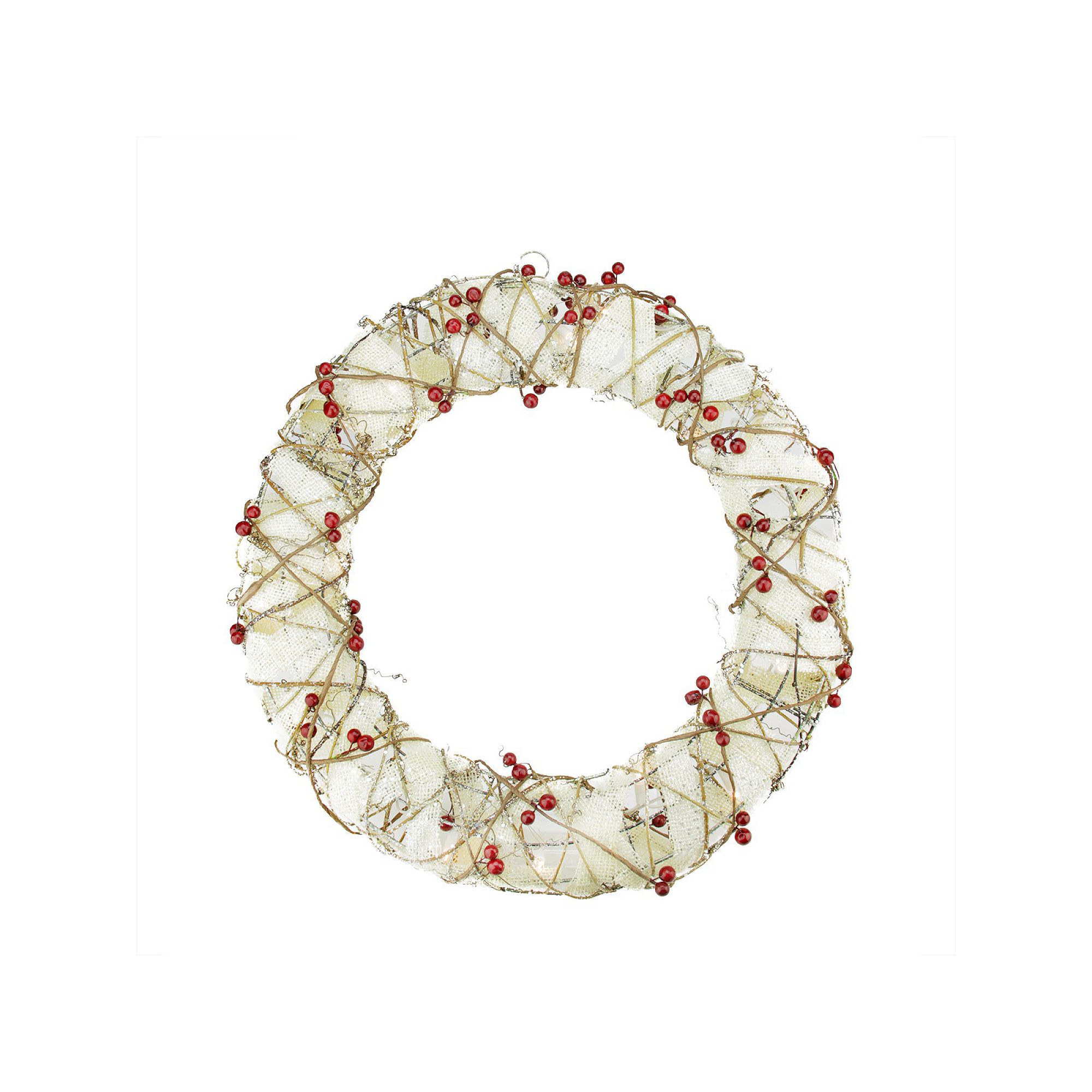 Northlight Pre-Lit Berry Artificial Christmas Wreath with Clear Lights, Bei