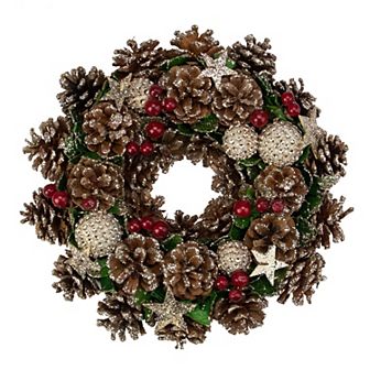 Northlight Glittered Pine Cone and Berry Artificial Christmas Wreath 12 in Unlit