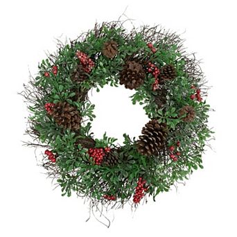 Northlight Glittered Pine Cone & Red Berry Artificial Christmas Wreath