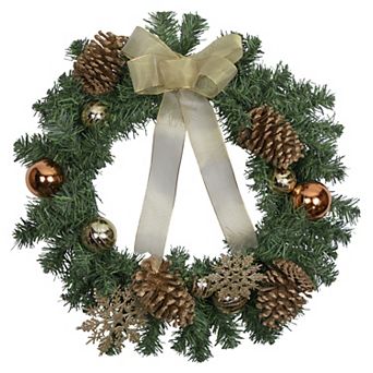 Northlight Pre-Decorated Ball Ornaments & Bow Artificial Christmas Wreath