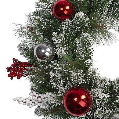 Northlight Flocked Mixed Pine with Ornaments & Berries Artificial Christmas Wreath