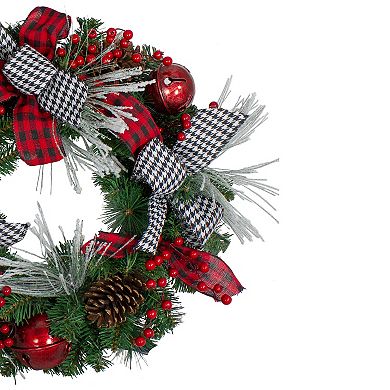 Northlight Plaid & Houndstooth & Red Berries Artificial Christmas Wreath