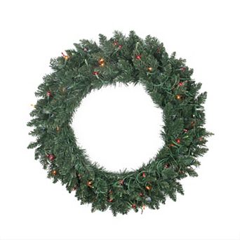Northlight Pre-Lit Traditional Pine Artificial Christmas Wreath with Multi-Color Lights
