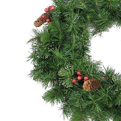 Northlight Iced Mixed Pine Berries & Pinecones Artificial Christmas Wreath