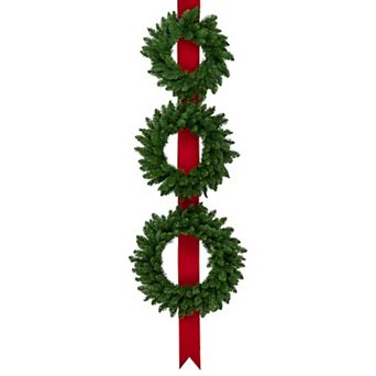 Northlight Set of 3 Wreaths on Red Ribbon Hanging Christmas Decoration