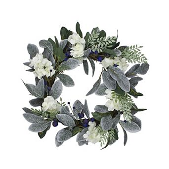 Northlight Iced Hydrangeas Blueberries & Foliage Artificial Christmas Wreath
