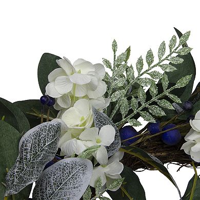 Northlight Iced Hydrangeas Blueberries & Foliage Artificial Christmas Wreath
