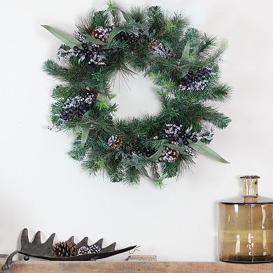 Northlight Mixed Pine with Blueberries Pine Cones & Ice Twigs Artificial Christmas Wreath