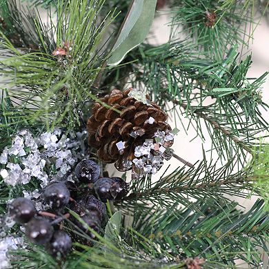 Northlight Mixed Pine with Blueberries Pine Cones & Ice Twigs Artificial Christmas Wreath
