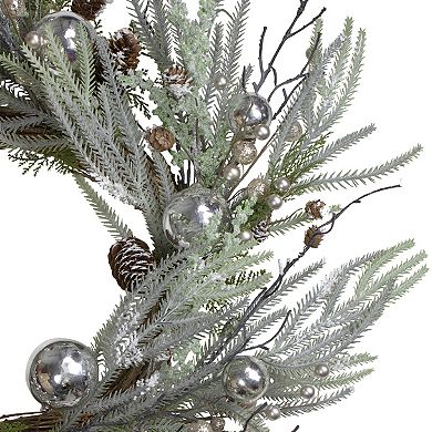 Northlight Unlit Artificial Pine Frosted Christmas Wreath with Silver Berries