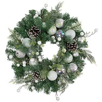 Northlight Green Pine Artificial Christmas Wreath with Berries & Iridescent Ornaments