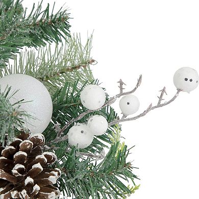 Northlight Green Pine Artificial Christmas Wreath with Berries & Iridescent Ornaments