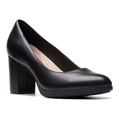 Clarks black leather pumps on sale