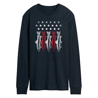 Men's Americana Flag Fish Long Sleeve Graphic Tee