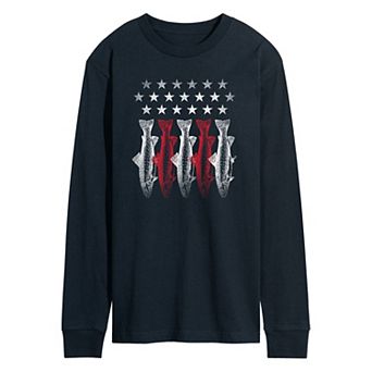 Men's Americana Flag Fish Long Sleeve Graphic Tee