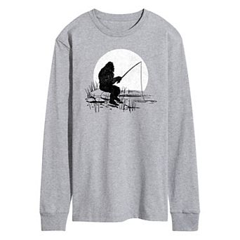 Men's Sasquatch Fishing Long Sleeve Graphic Tee