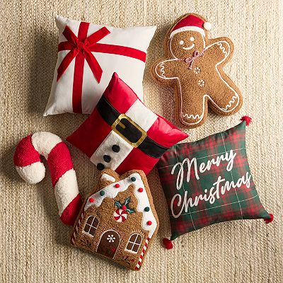 Nicholas Square® Candy Cane Shaped Throw Pillow