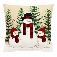 Red Snowman with Ribbon Scarf Christmas Throw Pillow, 18