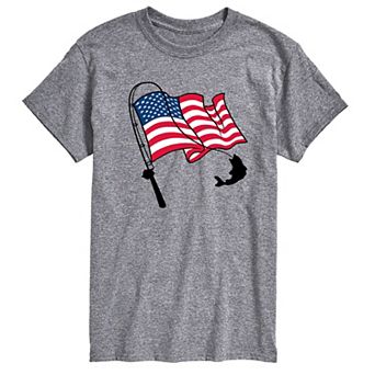 Men's Fishing Rod Flag Pole Graphic Tee
