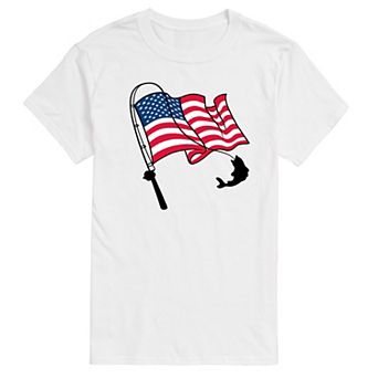 Men's Fishing Rod Flag Pole Graphic Tee