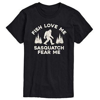 Men's Sasquatch Fear Me Fish Love Me Graphic Tee