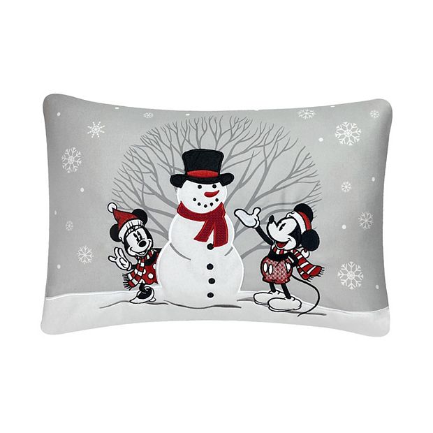 Disney 100 Mickey Minnie Chip Dale Pluto Christmas Snowglobe Throw Pillow,  18x18, Multicolor