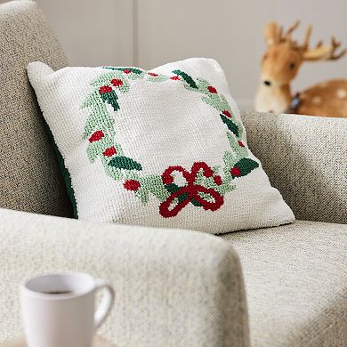 St. Nicholas Square® Ivory Wreath Knit Loop Throw Pillow