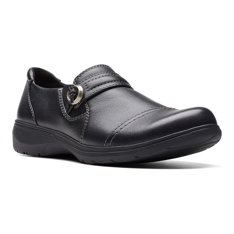 Clarks® Carleigh Pearl Women's Leather Slip-On Shoes, Size: 8 Wide, Black