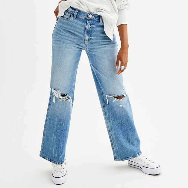 Juniors' SO® High Rise Wide Leg Jeans