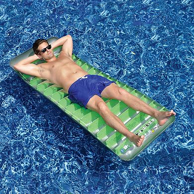 76" Inflatable Green and Gray Sun Tanning Swimming Pool Mattress Raft