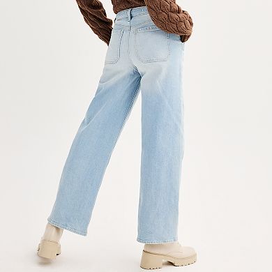 Juniors' SO® High Rise Belted Wide Leg Jeans