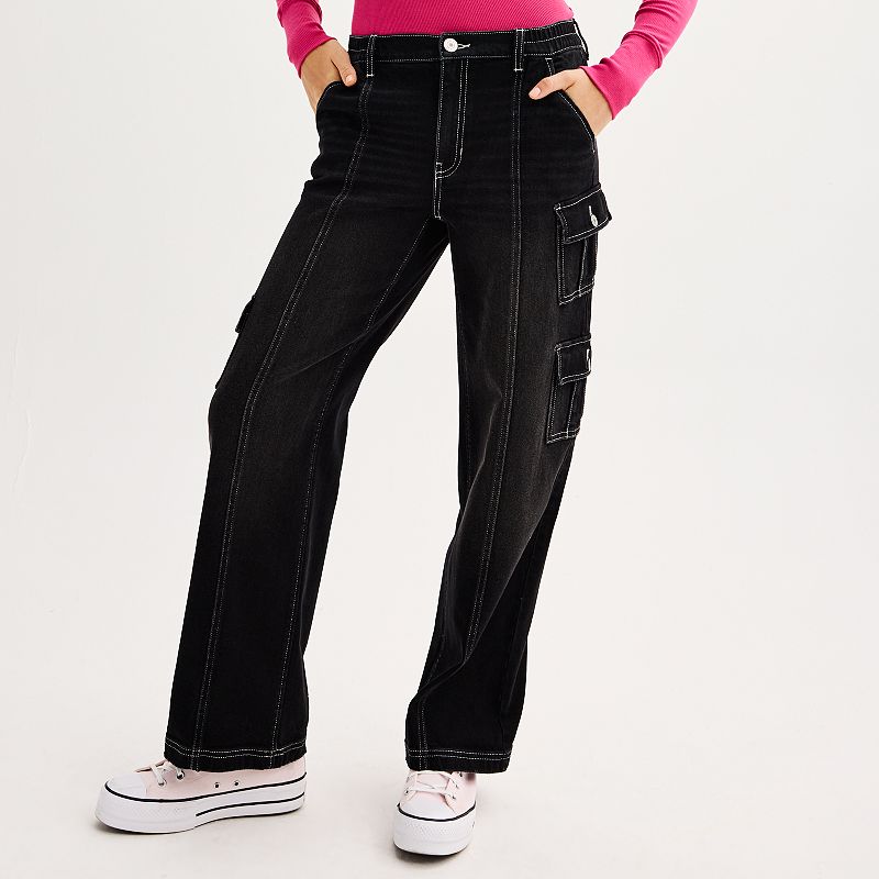 Juniors' Harper & Ivy Twill Denim Cargo Pants