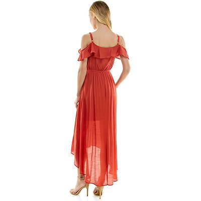 Luxology Women's Off The Shoulder Solid Gauze High Low Dress, Small