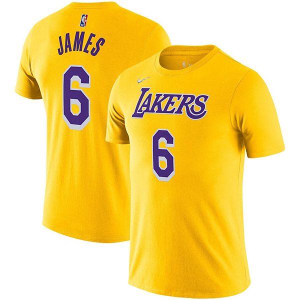 Nike Men's LeBron James Gold Los Angeles Lakers Diamond Icon Name Number T-Shirt - Gold