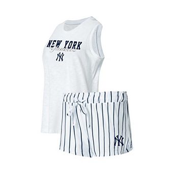 Women's Concepts Sport White New York Yankees Reel Pinstripe Tank Top & Shorts Sleep Set