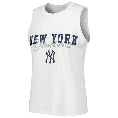 Women's Concepts Sport White New York Yankees Reel Pinstripe Tank Top & Shorts Sleep Set