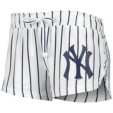 Women's Concepts Sport White New York Yankees Reel Pinstripe Tank Top & Shorts Sleep Set